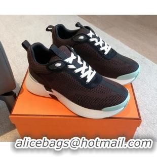 Top Grade Hermes Hugo sneakers in Technical Knit Brown/Light Blue 117009