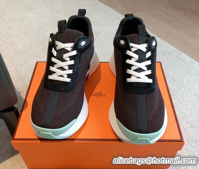 Top Grade Hermes Hugo sneakers in Technical Knit Brown/Light Blue 117009