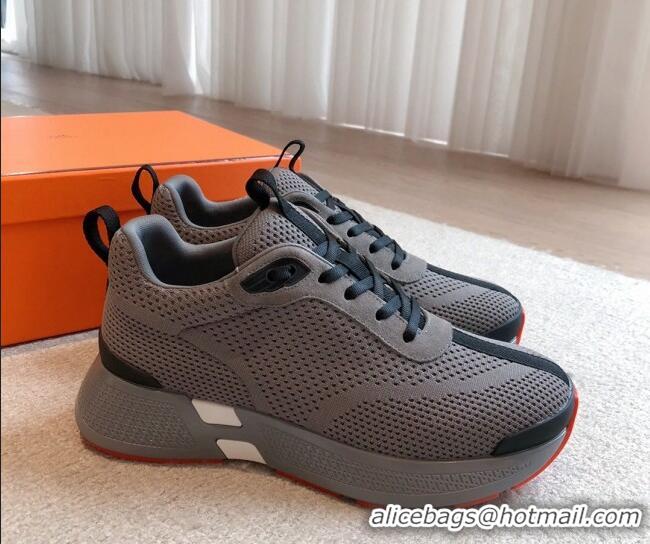 Unique Style Hermes Hugo sneakers in Technical Knit Grey 117013