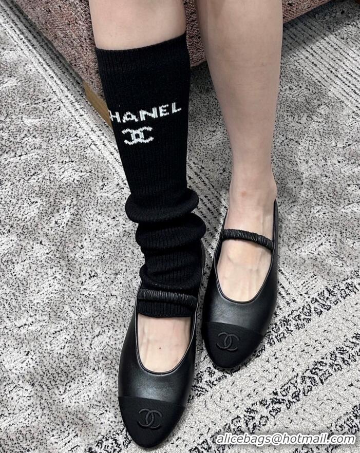 ​New Design Chanel Ballerina Lambskin Mary Jane Ballet Flats CH8410 Black