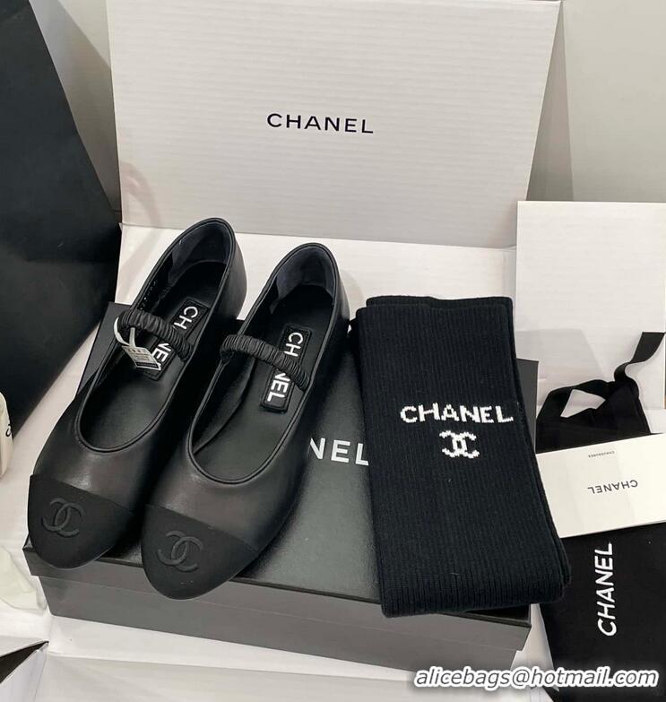 ​New Design Chanel Ballerina Lambskin Mary Jane Ballet Flats CH8410 Black