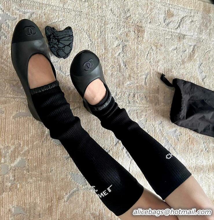 ​New Design Chanel Ballerina Lambskin Mary Jane Ballet Flats CH8410 Black