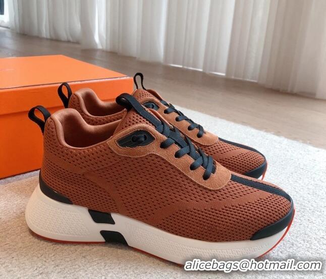 Generous Hermes Hugo sneakers in Technical Knit Wood Brown 117015