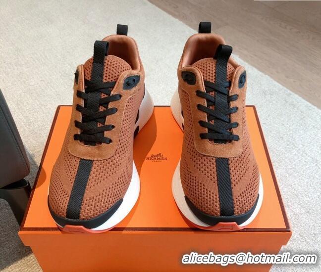 Generous Hermes Hugo sneakers in Technical Knit Wood Brown 117015