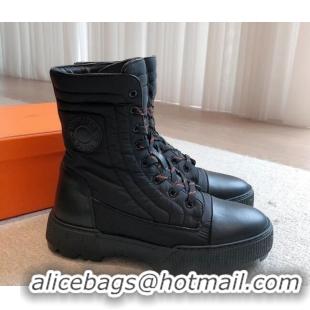 Good Looking Hermes Fresh Ankle Boots in Quilted Fabric Black 215017