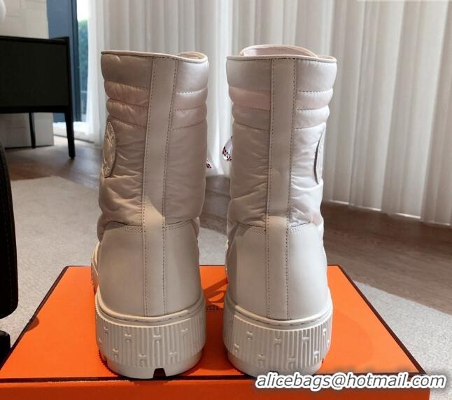 Unique Style Hermes Fresh Ankle Boots in Quilted Fabric White 215019