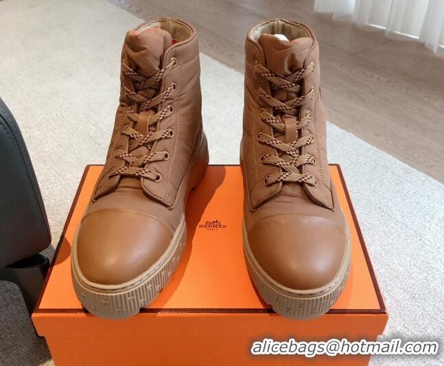 Purchase Hermes Fresh Ankle Boots in Light Fabric Brown 215020