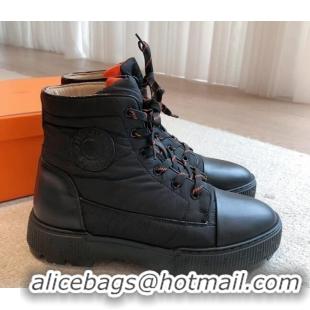 Good Quality Hermes Fresh Ankle Boots in Light Fabric Black 215022