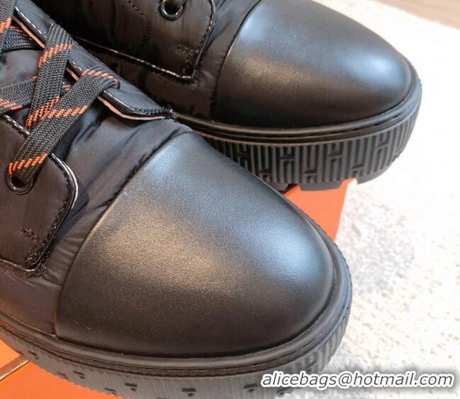 Good Quality Hermes Fresh Ankle Boots in Light Fabric Black 215022