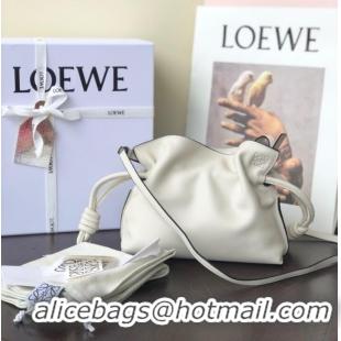 Famous Brand Loewe Mini Napa Leather Flamenco clutch 26941 White