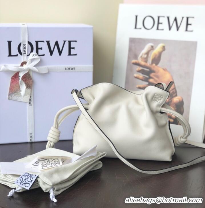 Famous Brand Loewe Mini Napa Leather Flamenco clutch 26941 White