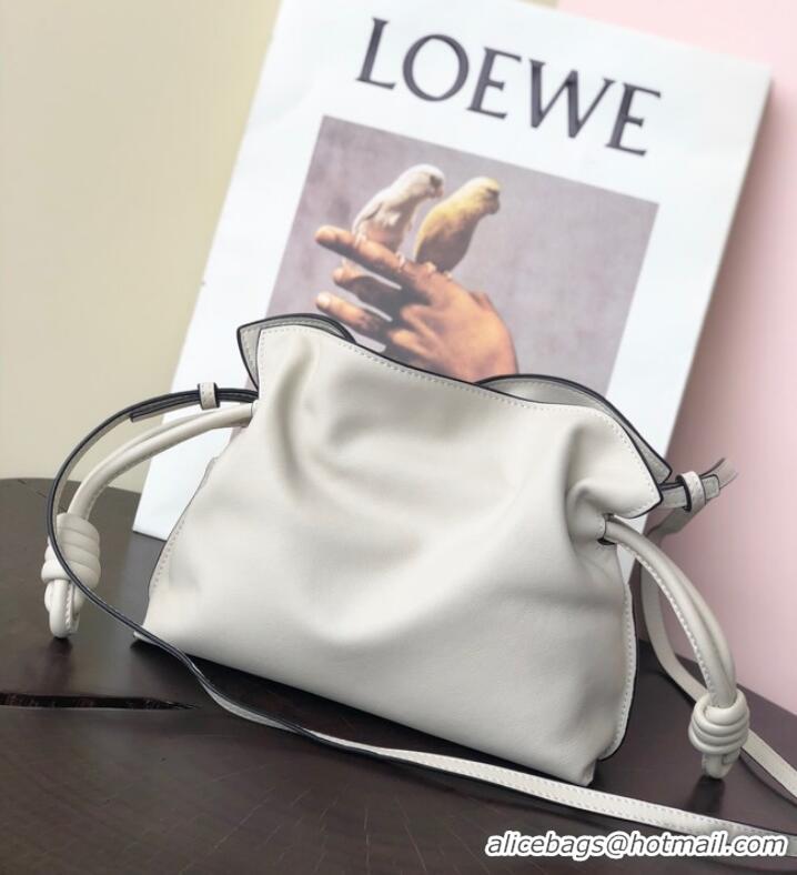 Famous Brand Loewe Mini Napa Leather Flamenco clutch 26941 White