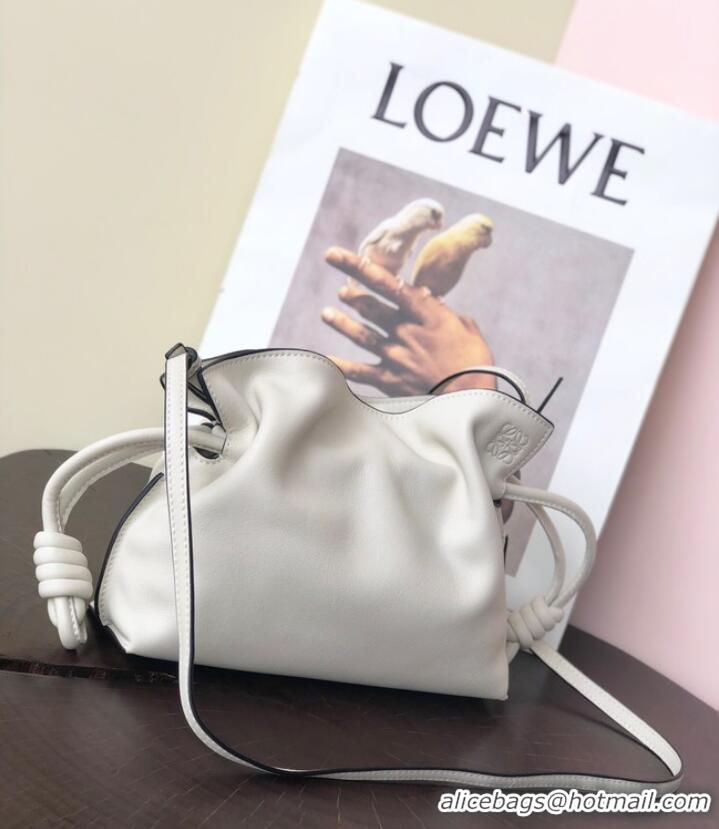 Famous Brand Loewe Mini Napa Leather Flamenco clutch 26941 White