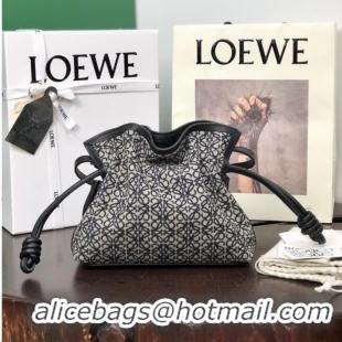 Super Quality Loewe Mini Anagram jacquard and cow leather Flamenco clutch 26941 Black