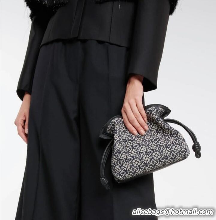 Super Quality Loewe Mini Anagram jacquard and cow leather Flamenco clutch 26941 Black