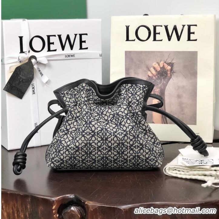 Super Quality Loewe Mini Anagram jacquard and cow leather Flamenco clutch 26941 Black