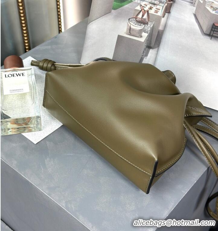 Top Quality Loewe Mini Napa Leather Flamenco clutch 26941 Khaki Green