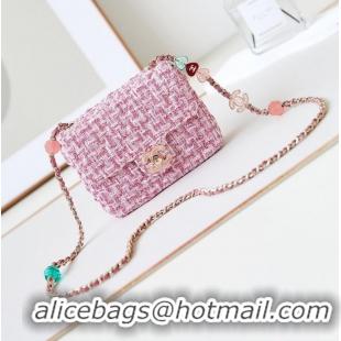 Reasonable Price Chanel small Tweed CLASSIC HANDBAG AS3782 Pink