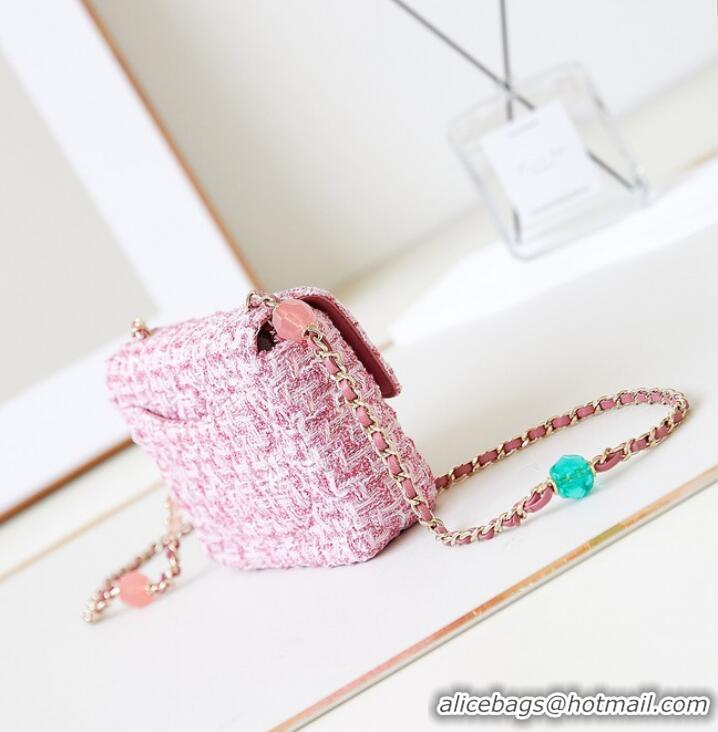 Reasonable Price Chanel small Tweed CLASSIC HANDBAG AS3782 Pink