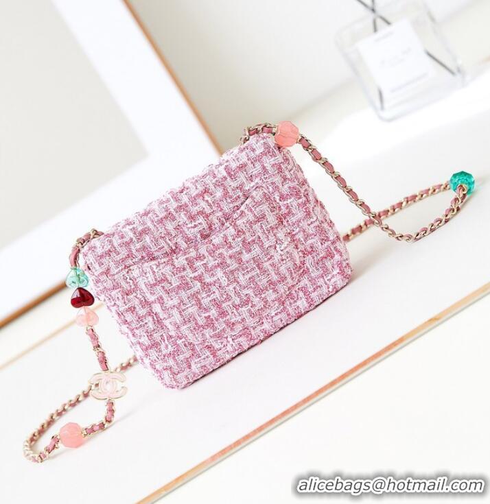 Reasonable Price Chanel small Tweed CLASSIC HANDBAG AS3782 Pink