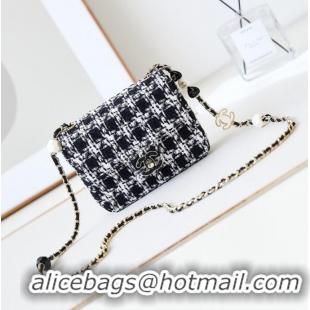 Top Quality Chanel small Tweed CLASSIC HANDBAG AS3782 Black