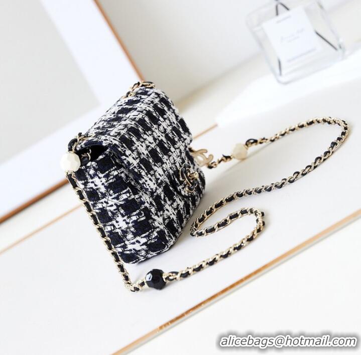 Top Quality Chanel small Tweed CLASSIC HANDBAG AS3782 Black