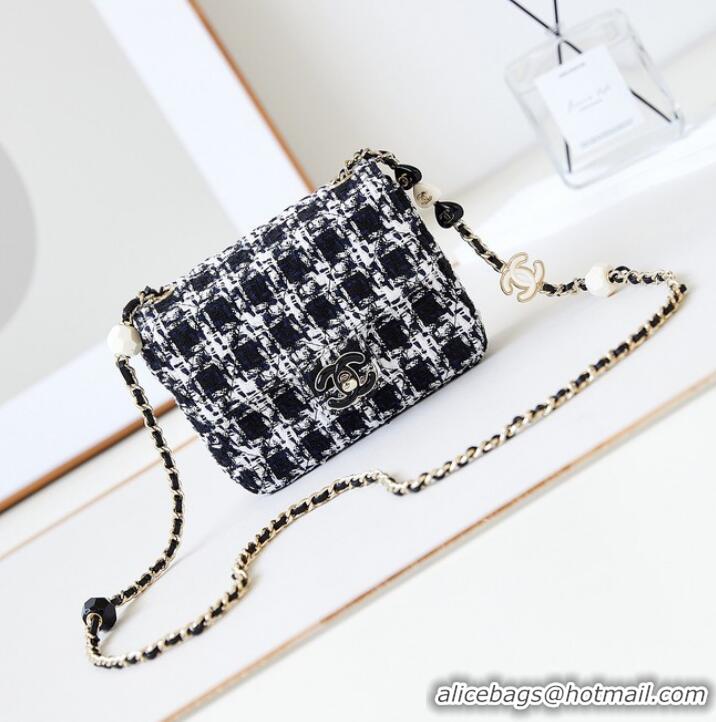 Top Quality Chanel small Tweed CLASSIC HANDBAG AS3782 Black