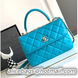 Grade Design Chanel FLAP BAG WITH TOP HANDLE AS92236 Sky Blue