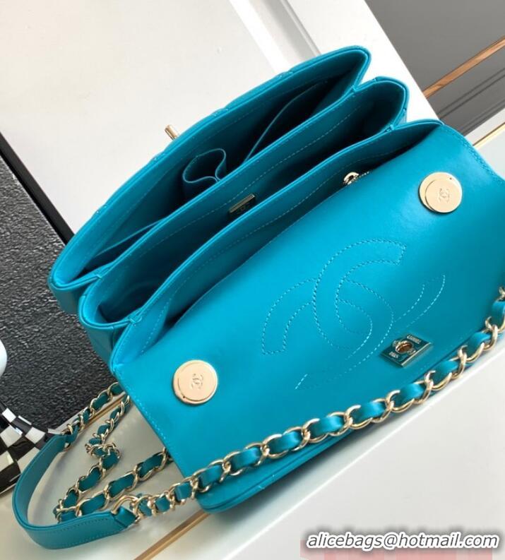 Grade Design Chanel FLAP BAG WITH TOP HANDLE AS92236 Sky Blue