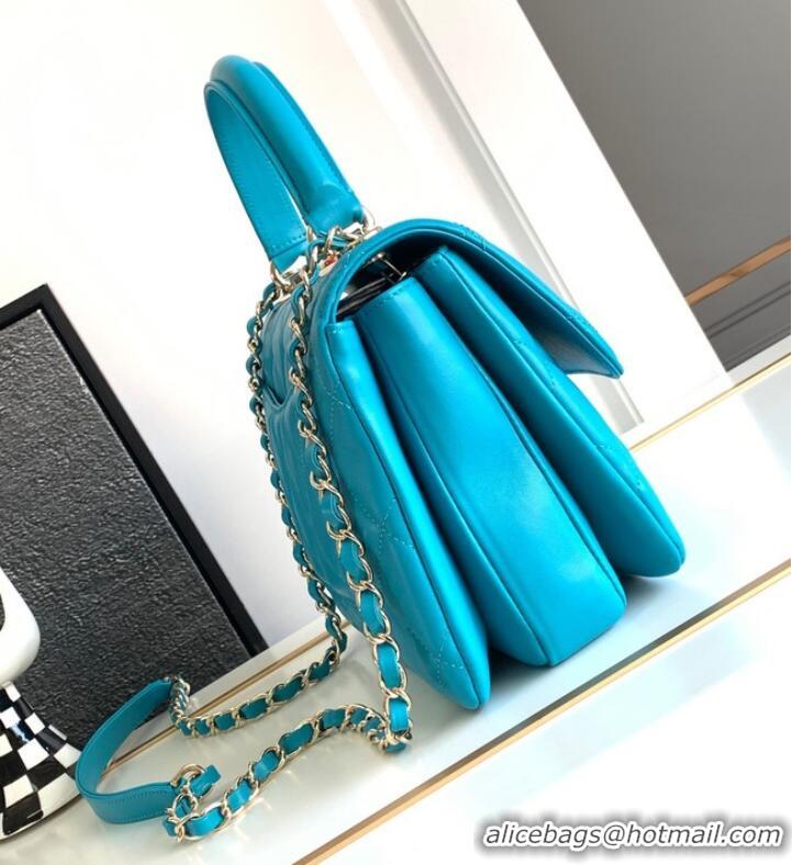 Grade Design Chanel FLAP BAG WITH TOP HANDLE AS92236 Sky Blue