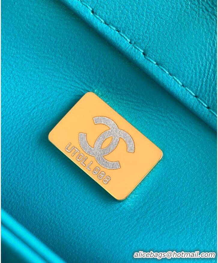 Grade Design Chanel FLAP BAG WITH TOP HANDLE AS92236 Sky Blue