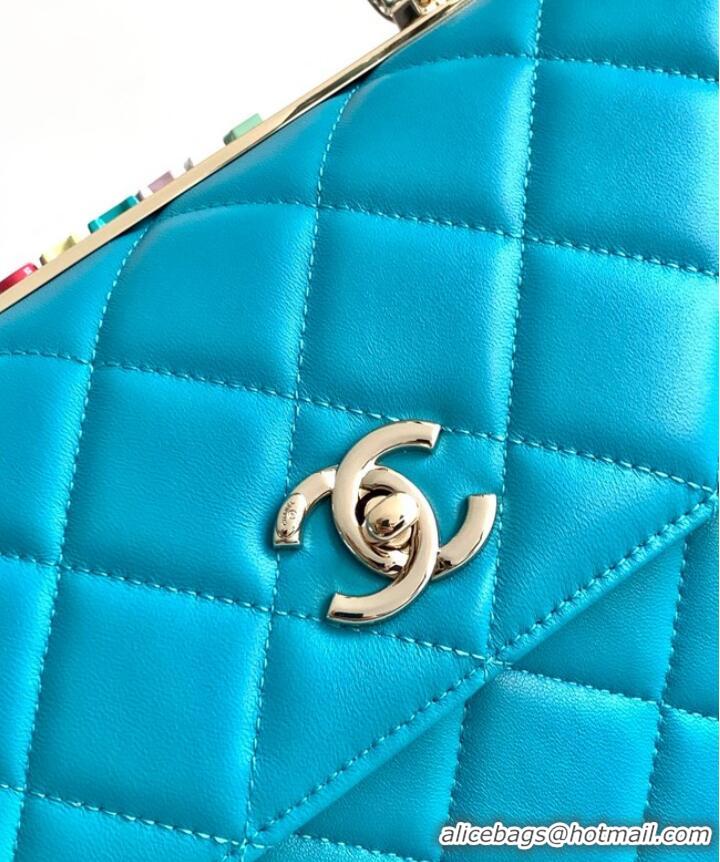 Grade Design Chanel FLAP BAG WITH TOP HANDLE AS92236 Sky Blue