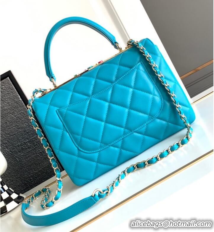 Grade Design Chanel FLAP BAG WITH TOP HANDLE AS92236 Sky Blue