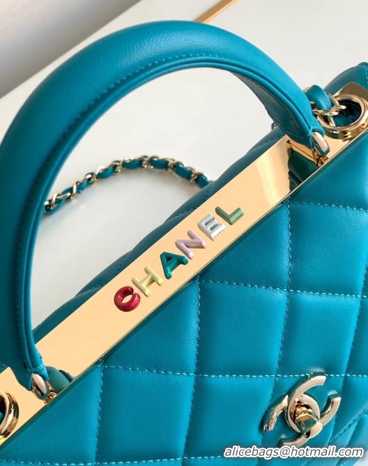 Grade Design Chanel FLAP BAG WITH TOP HANDLE AS92236 Sky Blue