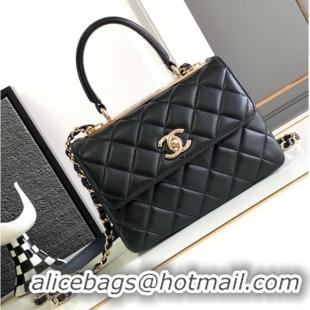 Top Quality Chanel small FLAP BAG WITH TOP HANDLE AS92235 Black