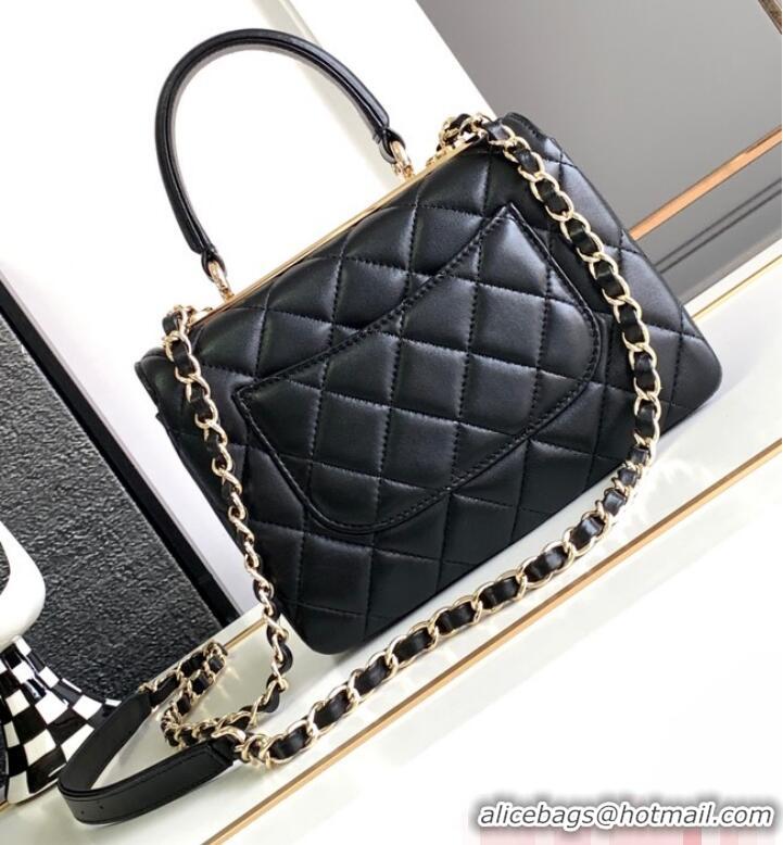 Top Quality Chanel small FLAP BAG WITH TOP HANDLE AS92235 Black