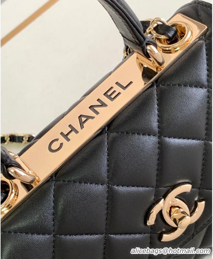 Top Quality Chanel small FLAP BAG WITH TOP HANDLE AS92235 Black