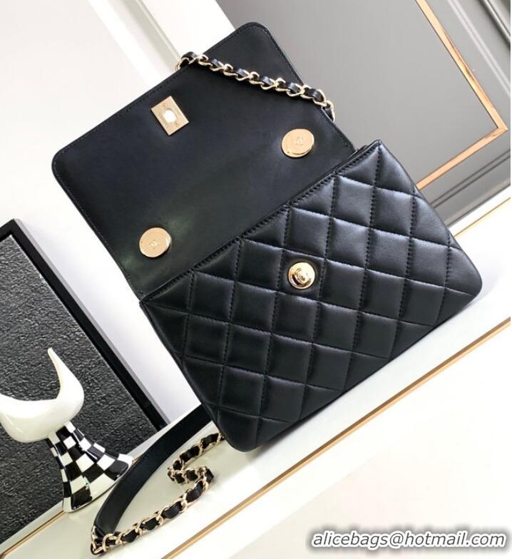 Top Quality Chanel small FLAP BAG WITH TOP HANDLE AS92235 Black