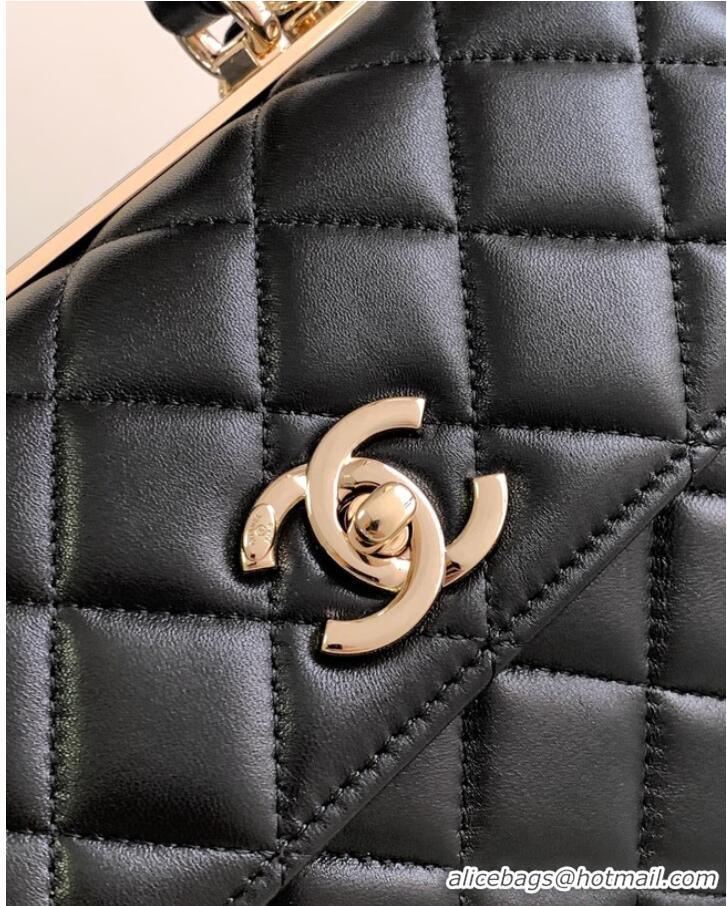 Top Quality Chanel small FLAP BAG WITH TOP HANDLE AS92235 Black