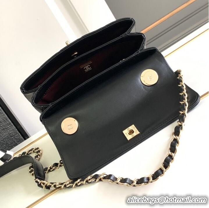 Top Quality Chanel small FLAP BAG WITH TOP HANDLE AS92235 Black