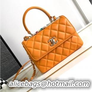 Most Popular Chanel small FLAP BAG WITH TOP HANDLE AS92235 Yellow