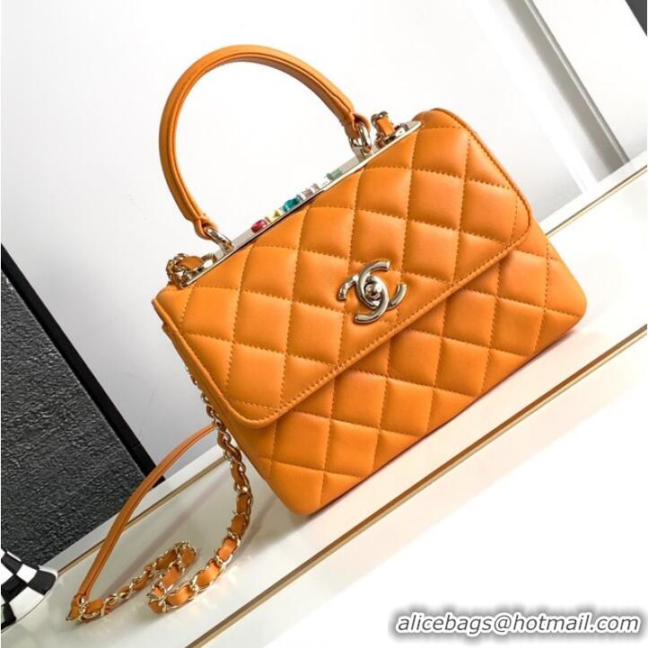 Most Popular Chanel small FLAP BAG WITH TOP HANDLE AS92235 Yellow