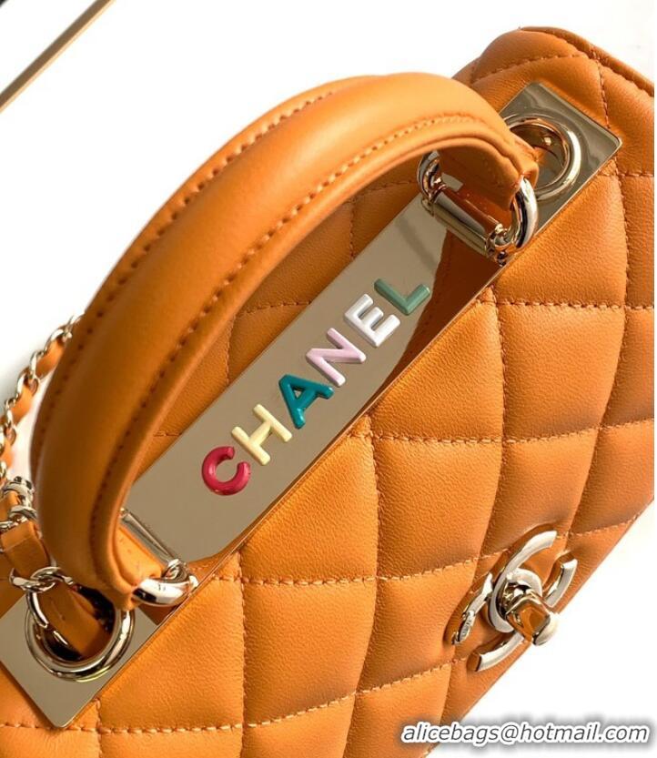 Most Popular Chanel small FLAP BAG WITH TOP HANDLE AS92235 Yellow