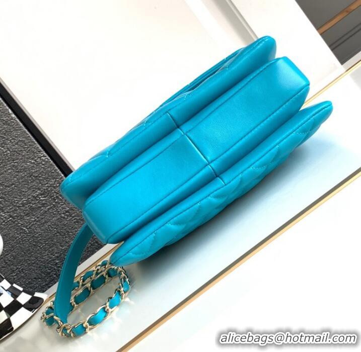 Super Quality Chanel small FLAP BAG WITH TOP HANDLE AS92235 Sky Blue