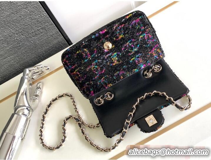 Reasonable Price Chanel CLASSIC HANDBAG A01116 black&Rainbow