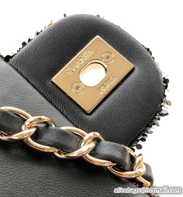 Reasonable Price Chanel CLASSIC HANDBAG A01116 black&Rainbow