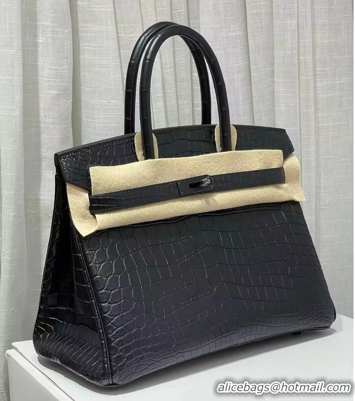 Top Quality Hermes Birkin 30CM Original Crocodile Leather Bag BK30 Black