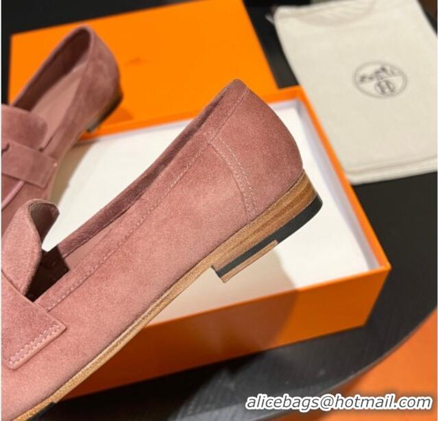 Unique Hermes Paris Loafers in Suede Light Pink 215042