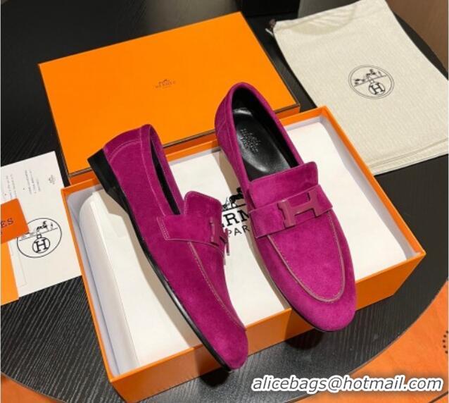 Trendy Design Hermes Paris Loafers in Suede Purple 215045