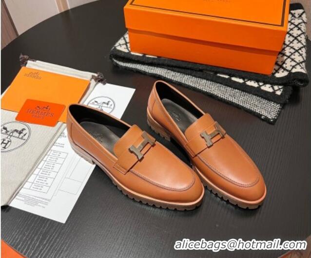 Good Quality Hermes Faubourg Loafers in Calfskin Brown 1215060